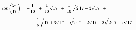 formula for cos 2pi/17